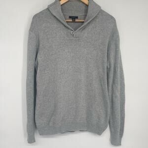 Refectory Sweater Men’s Large Gray Cotton Shawl Collar Heritage Academia Classic